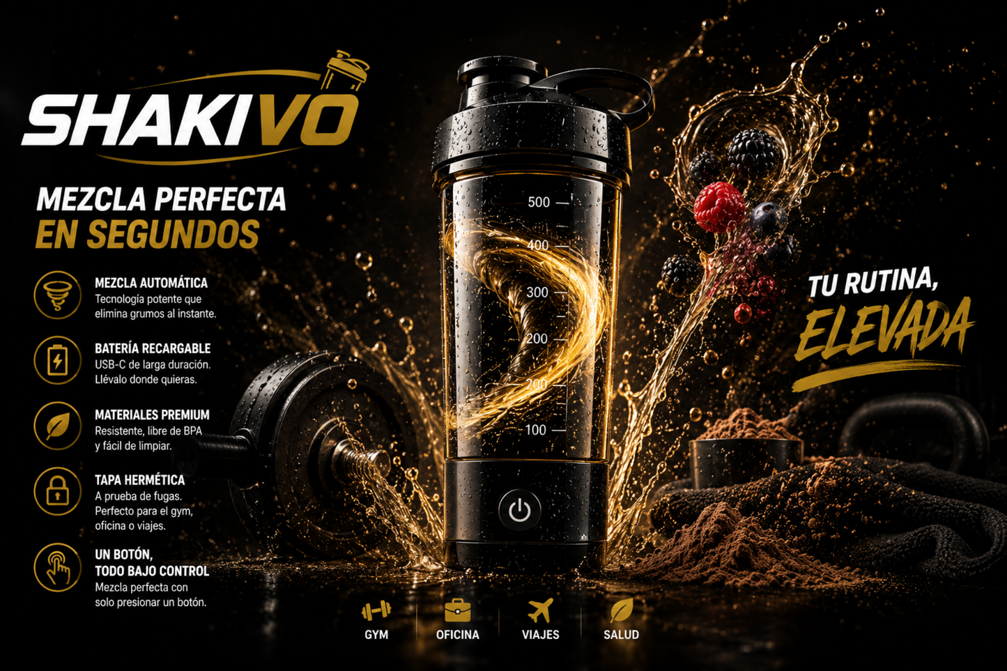 Shakivo™ – El Shaker Automático que Mezcla Perfecto en Segundos (Sin Esfuerzo)
